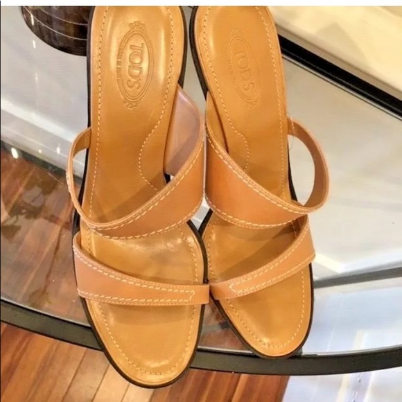 AUTHENTIC TODS TOD BROWN TAN SLIDES SANDALS 9 1/2 - Picture 4 of 8